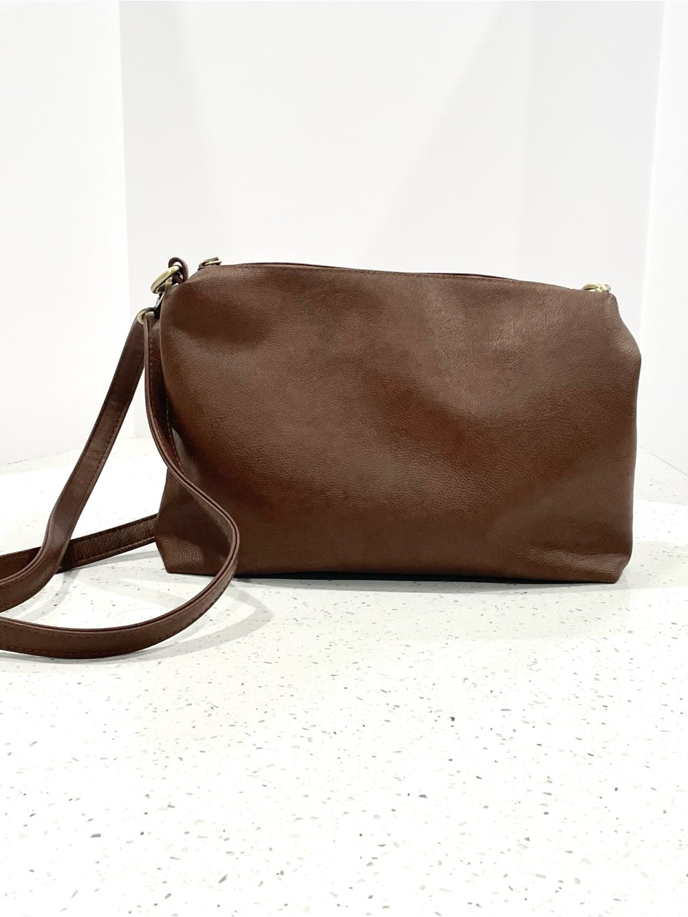 Joy Susan Brown Leather Crossbody Bag